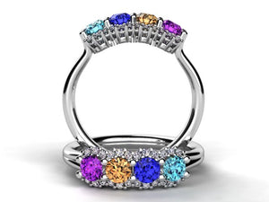 Mother's Ring With Fine Diamond and Four Natural Birthstones* designed by Christopher Michael
