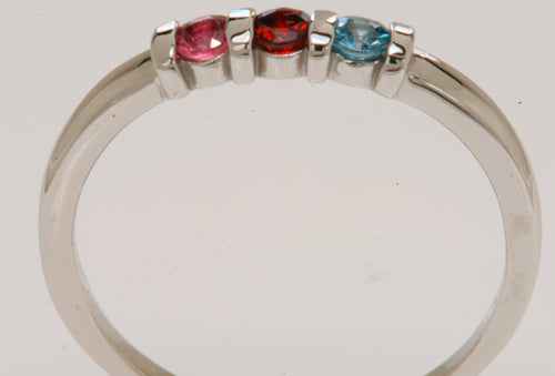 Three Birthstone Channel Set Mothers Ring* - MothersFamilyRings.com
