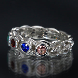 Custom Designed by Christopher Michael  Mothers Ring With Four Bezeled 3mm Birthstones*
