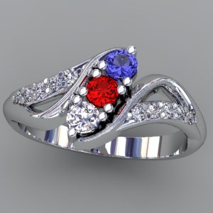 Christopher Michael Designed Twist Mothers Ring With Fine Cut Diamonds* - MothersFamilyRings.com