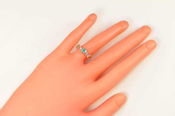 Bezeled Larger Round Four Birthstone Mothers Ring With Fine Diamonds* Deisgned by Christopher Michael