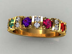 4 Birthstone Christopher Michael Designed Mothers Ring with Fine Diamonds* - MothersFamilyRings.com