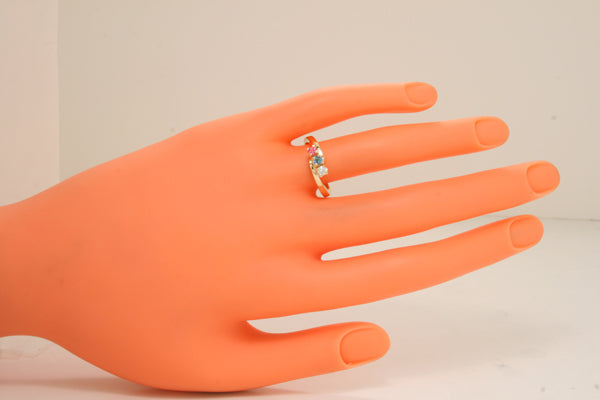 3 Stone Bypass Mothers Ring 3mm Birthstones* - MothersFamilyRings.com