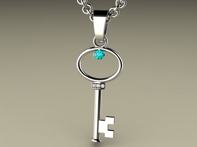 Key To My Heart Mother's Pendant with One Birthstones*