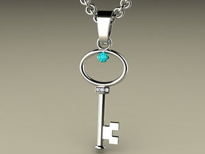 Key To My Heart Mother's Pendant with One Birthstones*