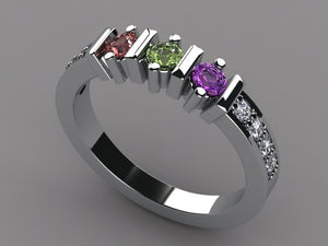 Original Christopher Michael Designed 3 Stone Mothers Ring With Fine Cut Diamonds* - MothersFamilyRings.com