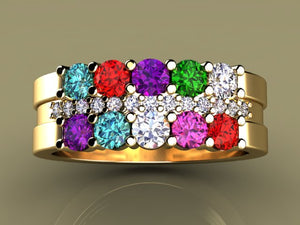 10 Birthstone Mothers Ring with Diamonds* Christopher Michael Design