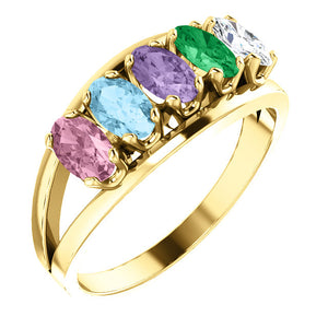 Five Stone Oval Mothers Ring* - MothersFamilyRings.com