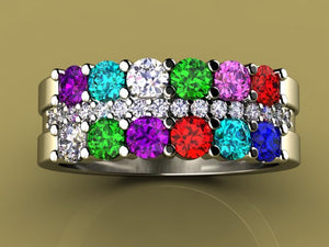 12 Stone Mothers Ring with Diamonds* Christopher Michael Design