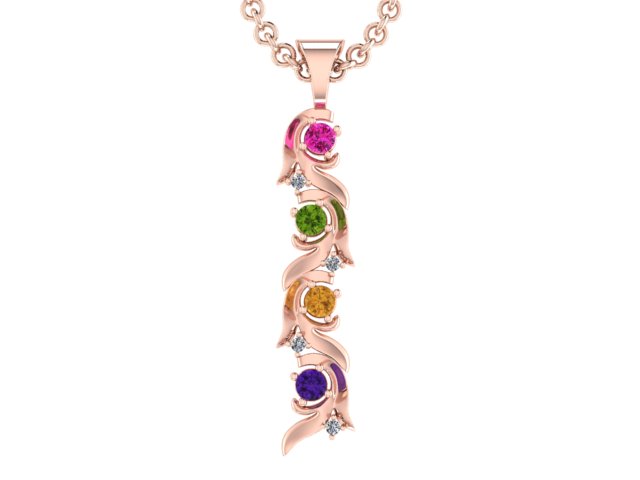 Christopher Michael Vine of Life Pendant Four Stone with Diamonds*