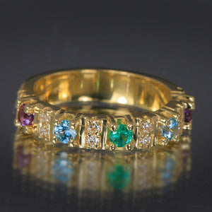 5 Stone Christopher Michael Designed Mothers Ring with Fine Diamonds* - MothersFamilyRings.com