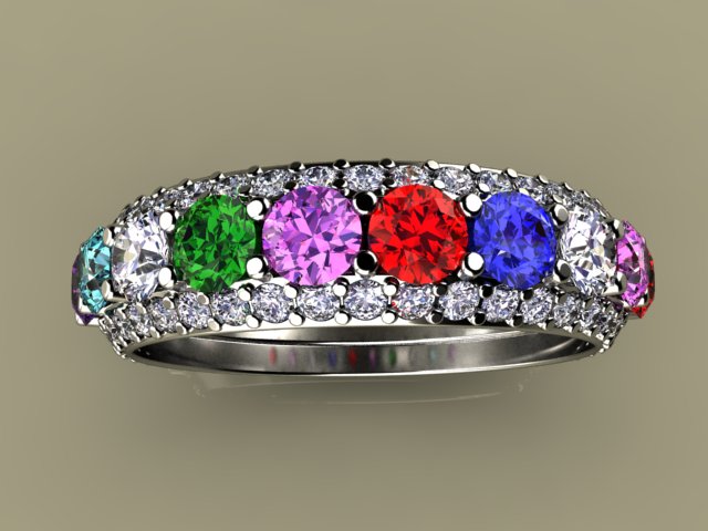 Ten Birthstone Mothers Ring by Christopher Michael*
