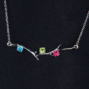 Three Stone Family Branch Necklace