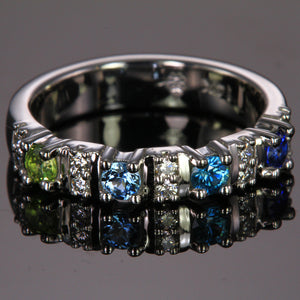 4 Birthstone Christopher Michael Designed Mothers Ring with Fine Diamonds* - MothersFamilyRings.com
