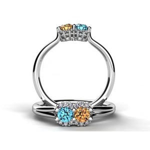 Mother's Ring With Fine Diamond and Two Natural Birthstones* designed by Christopher Michael