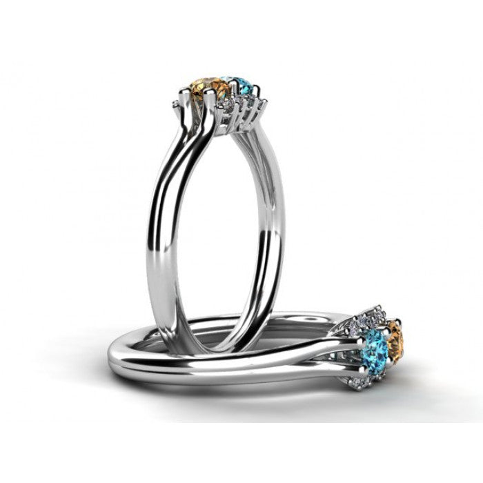 Mother's Ring With Fine Diamond and Two Natural Birthstones* designed by Christopher Michael
