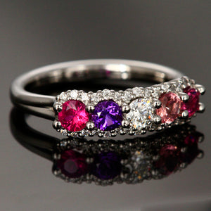Mother's Ring With Fine Diamond and 5 Natural Birthstones*  designed by Christopher Michael - MothersFamilyRings.com