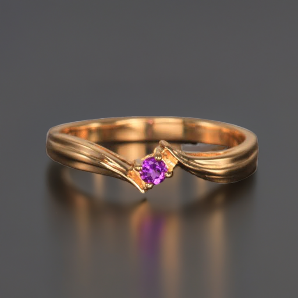 1 Birthstone Fluted Bypass Shank Mothers Ring - MothersFamilyRings.com