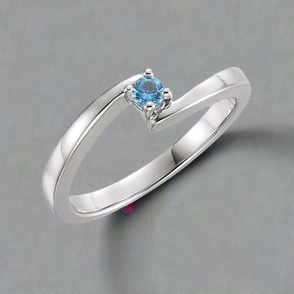 1 Stone Bypass Mothers Ring 3mm Birthstones - MothersFamilyRings.com