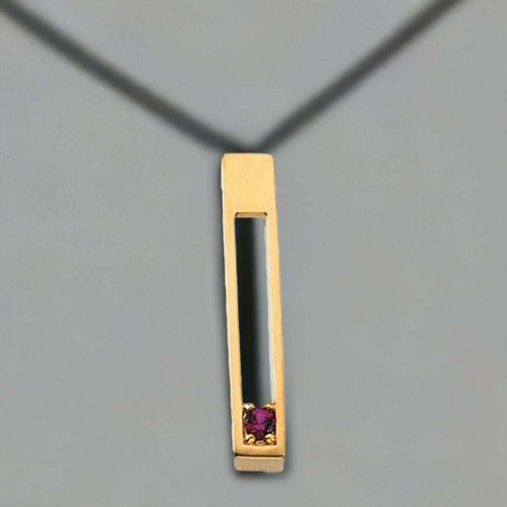 1 Stone Modern Mother&#39;s Pendant with Balanced Framework - MothersFamilyRings.com