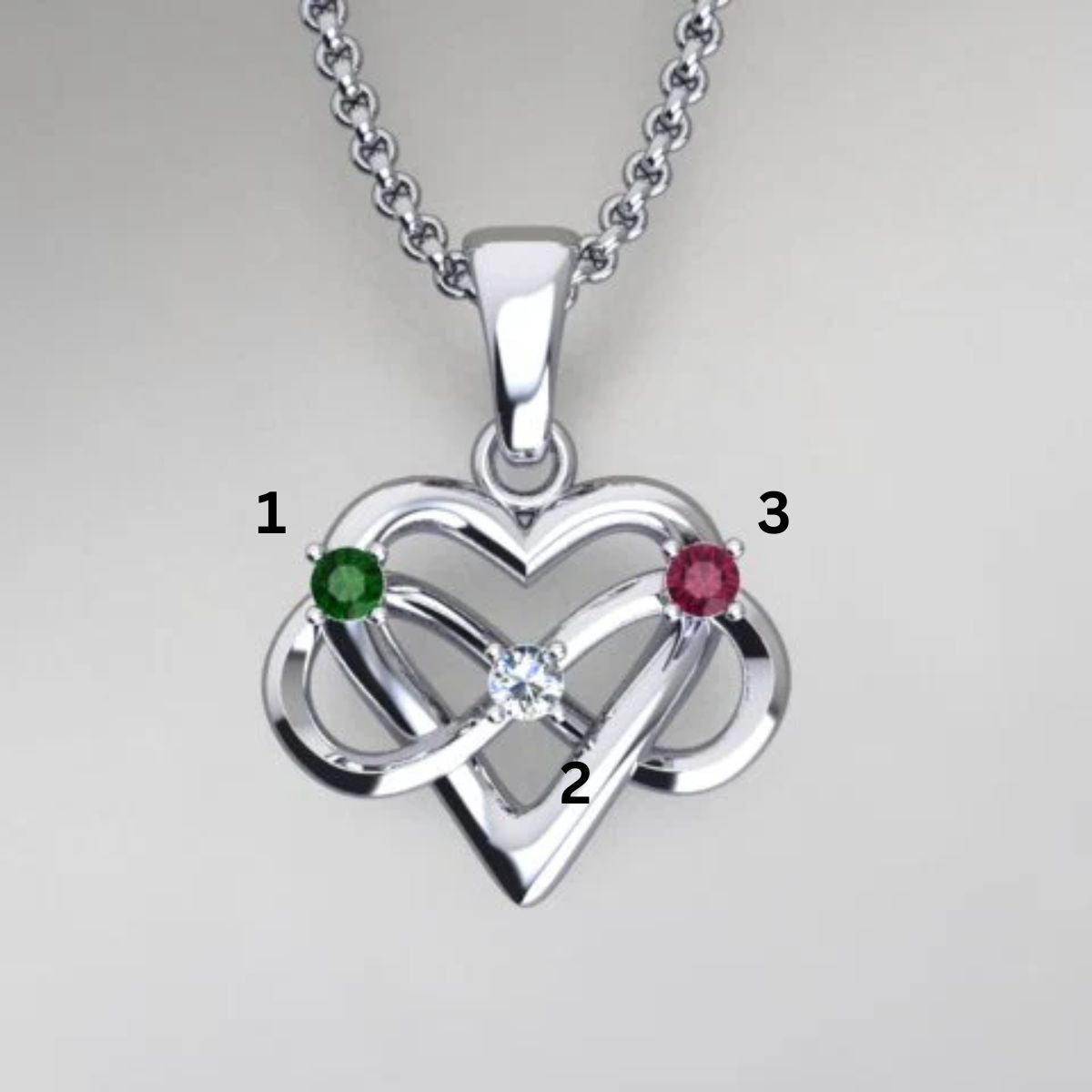 3 Stone Infinity Mother&#39;s Pendant Christopher Michael Design