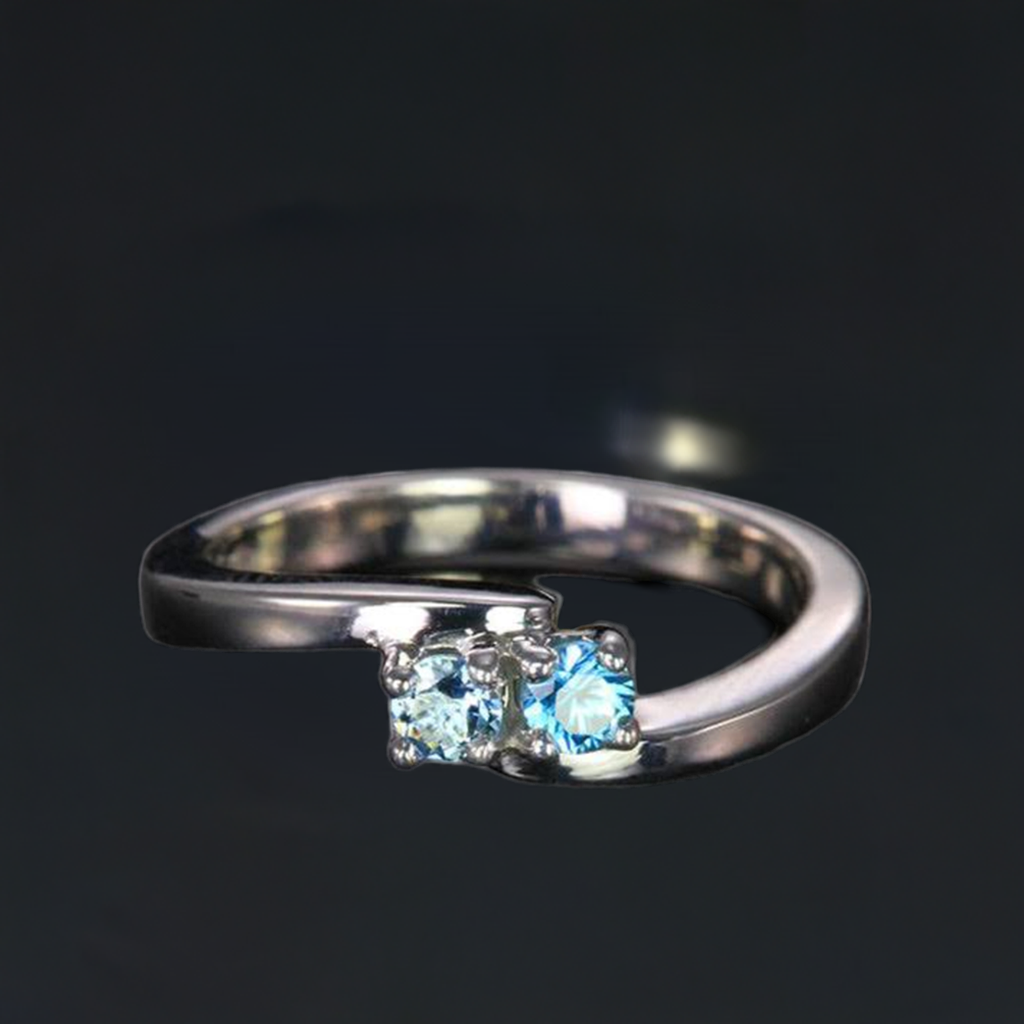 2 Stone Bypass Mothers Ring 3mm Birthstones - MothersFamilyRings.com