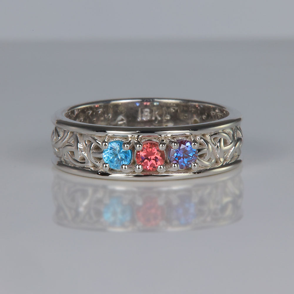 celtic mother&#39;s ring in white gold