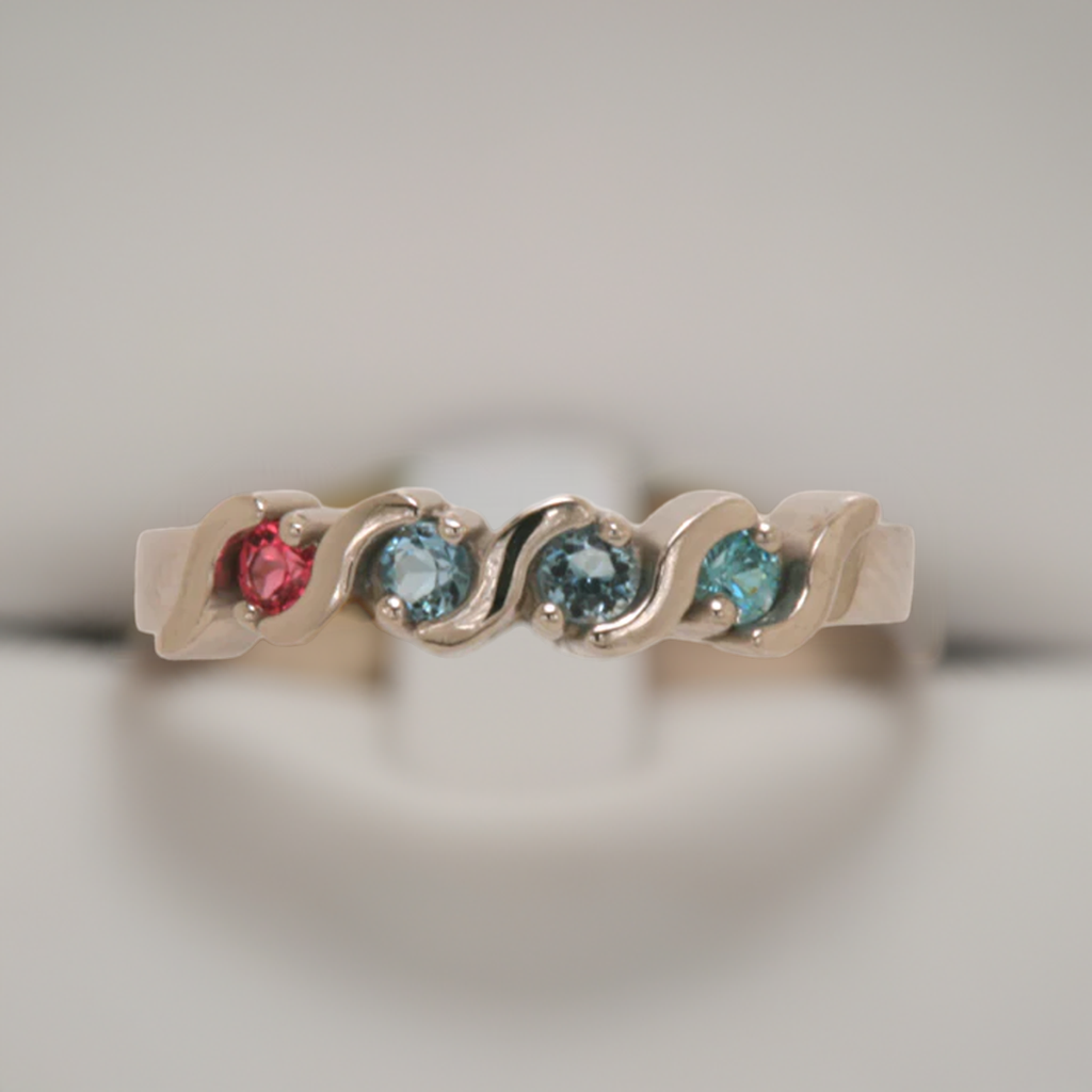 4 Stone S bar Mothers Ring - MothersFamilyRings.com