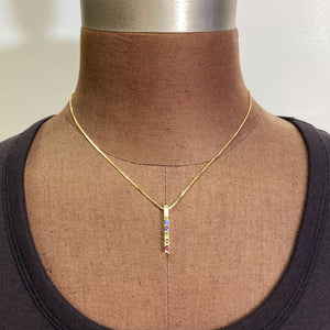 5 stone Channel Set Mother's Pendant with Natural Gemstones