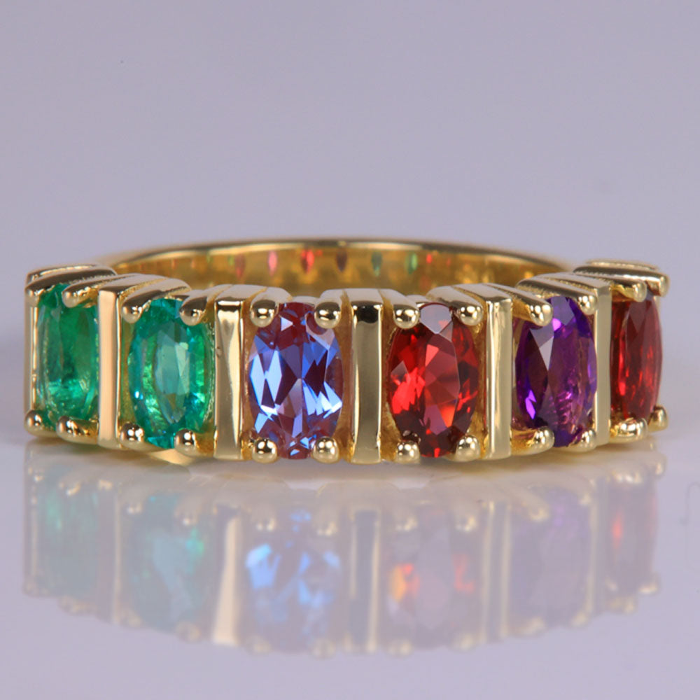 oval gemstone birthstone mothers ring