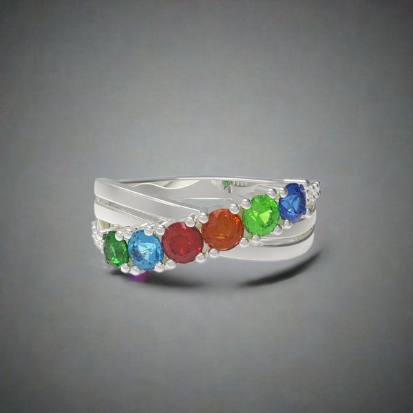 6 Birthstone Mother's Ring - Mothers Rings
