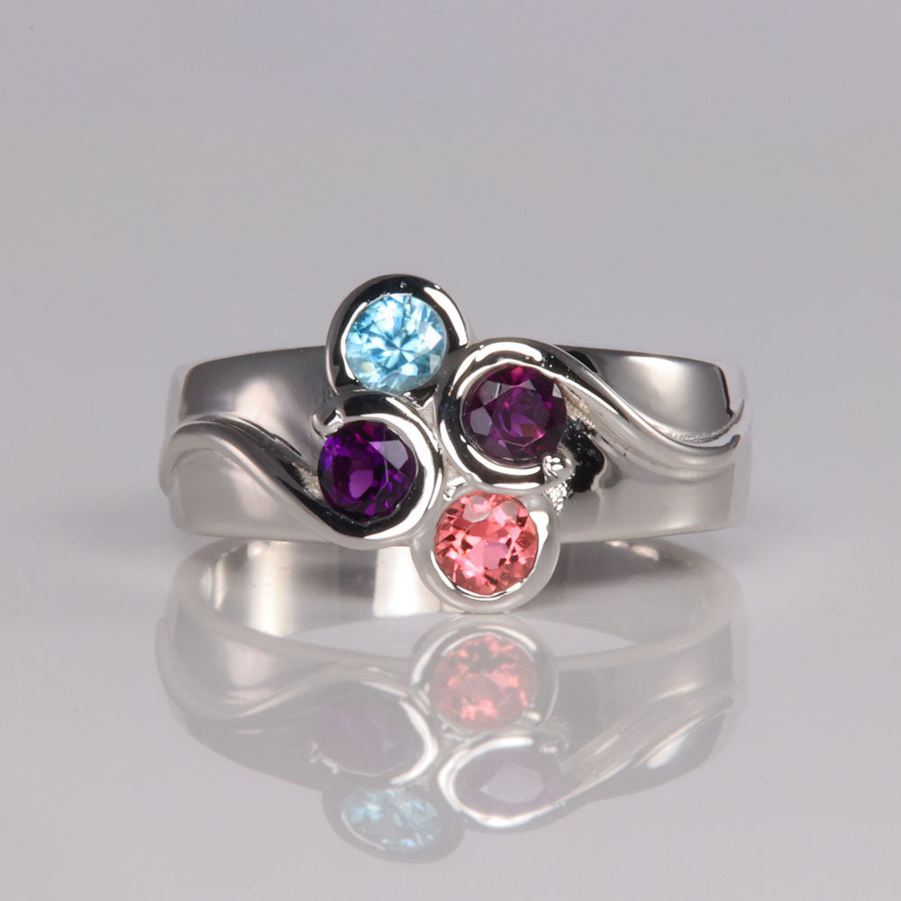 four stone bezel mothers ring