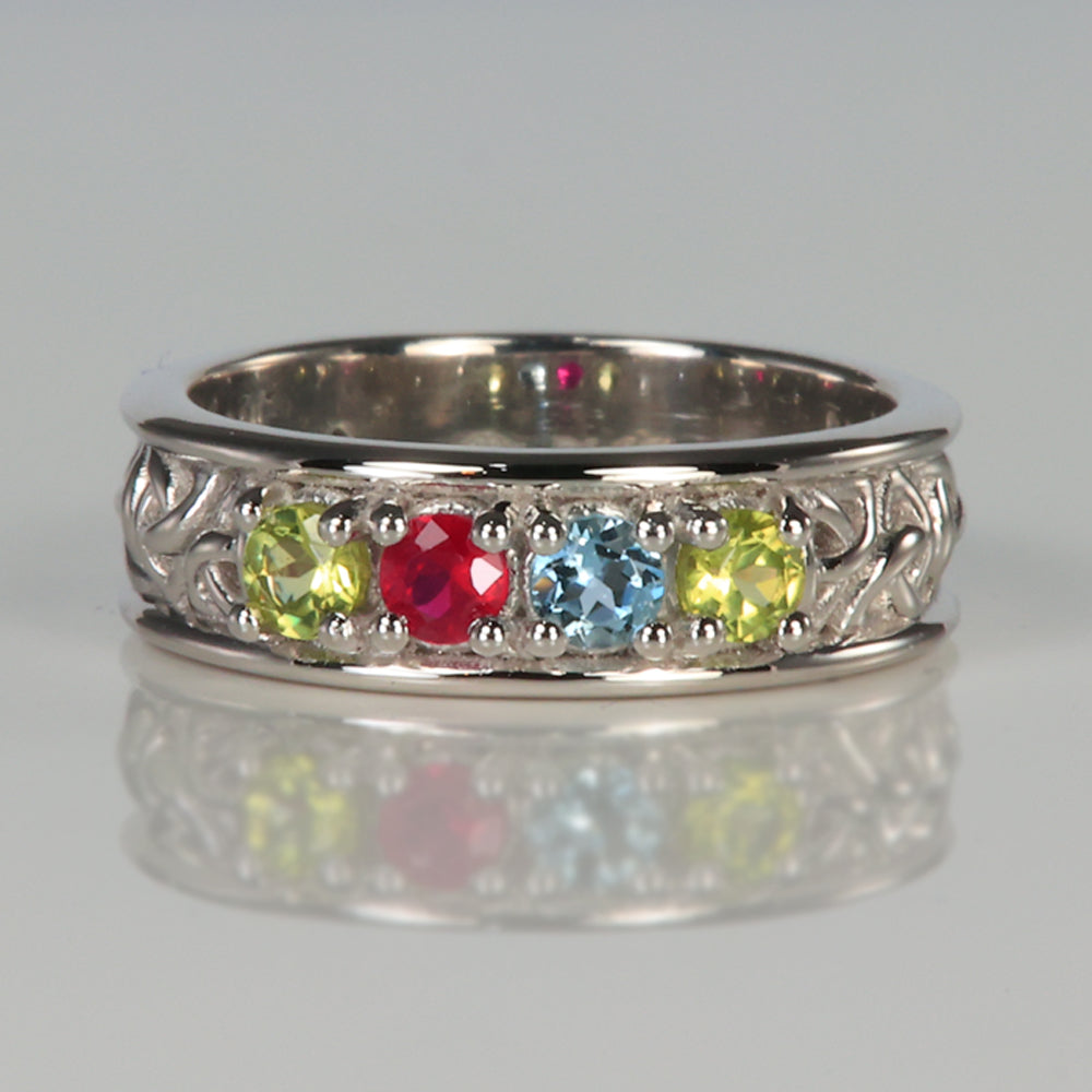 four stone celtic mother&#39;s gemstone ring