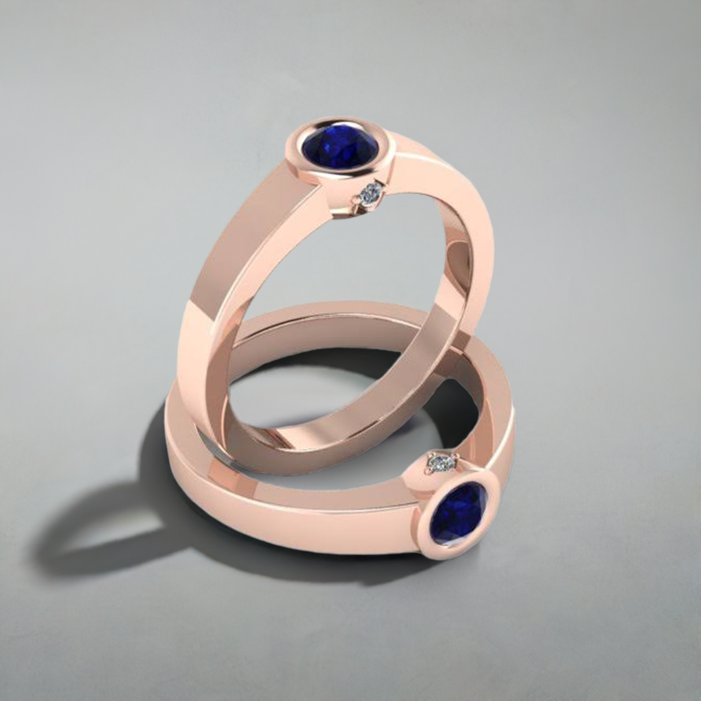 Christopher Michael Design with 1 Bezel Set Gemstones and Diamonds - MothersFamilyRings.com