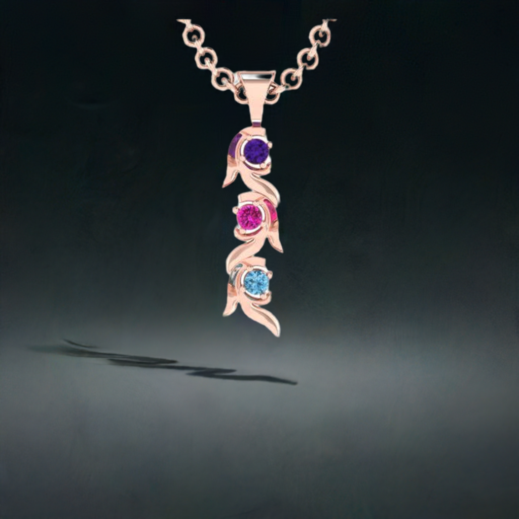 Christopher Michael Vine of Life Journey Pendant with 3 Natural Gemstones