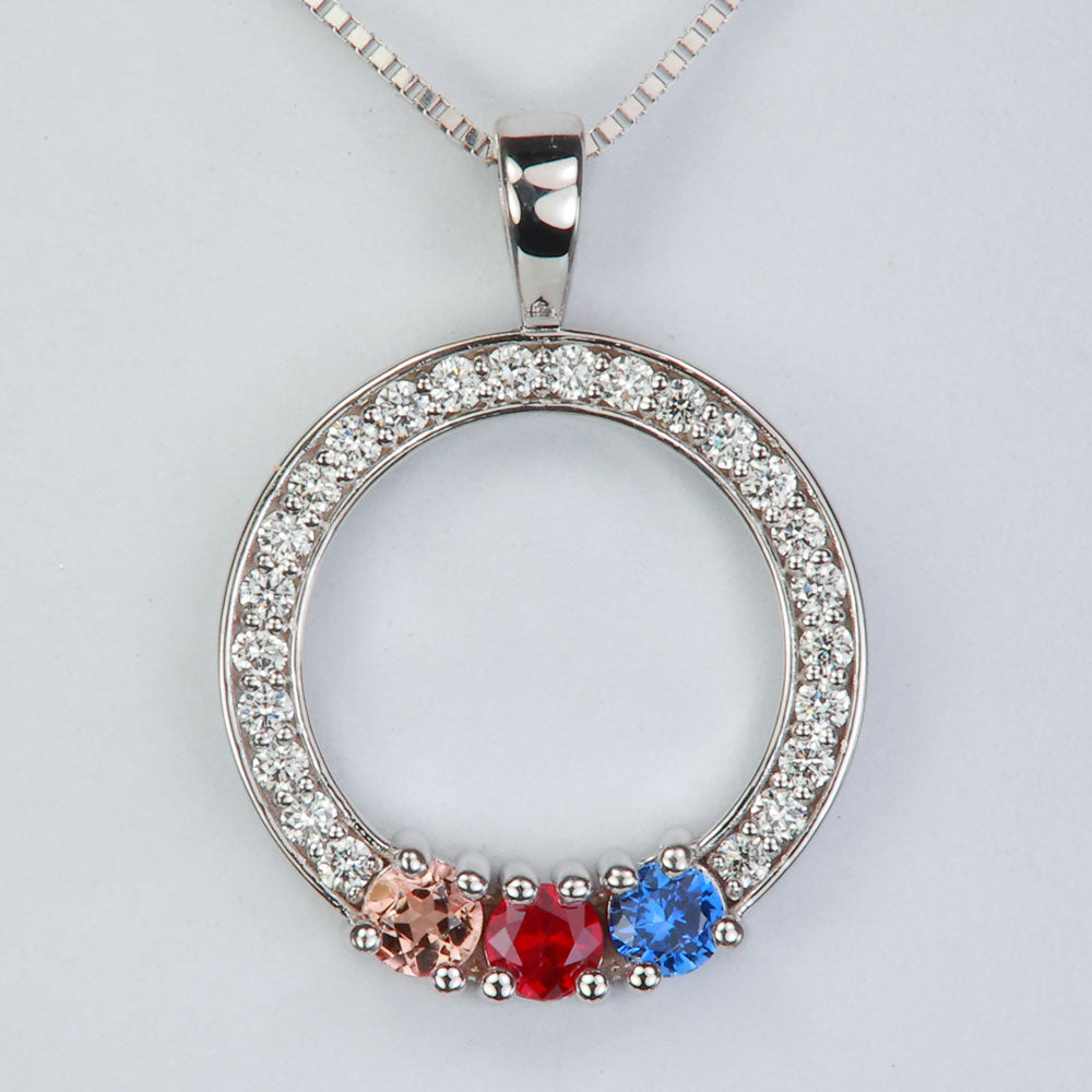 Circle of Love Pendant with 3 Birthstones