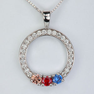 Circle of Love Pendant with 3 Birthstones