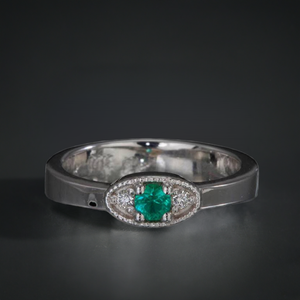 Classy 1 Birthstone Mothers Ring by Christopher Michael  with Fine Cut Diamonds - MothersFamilyRings.com