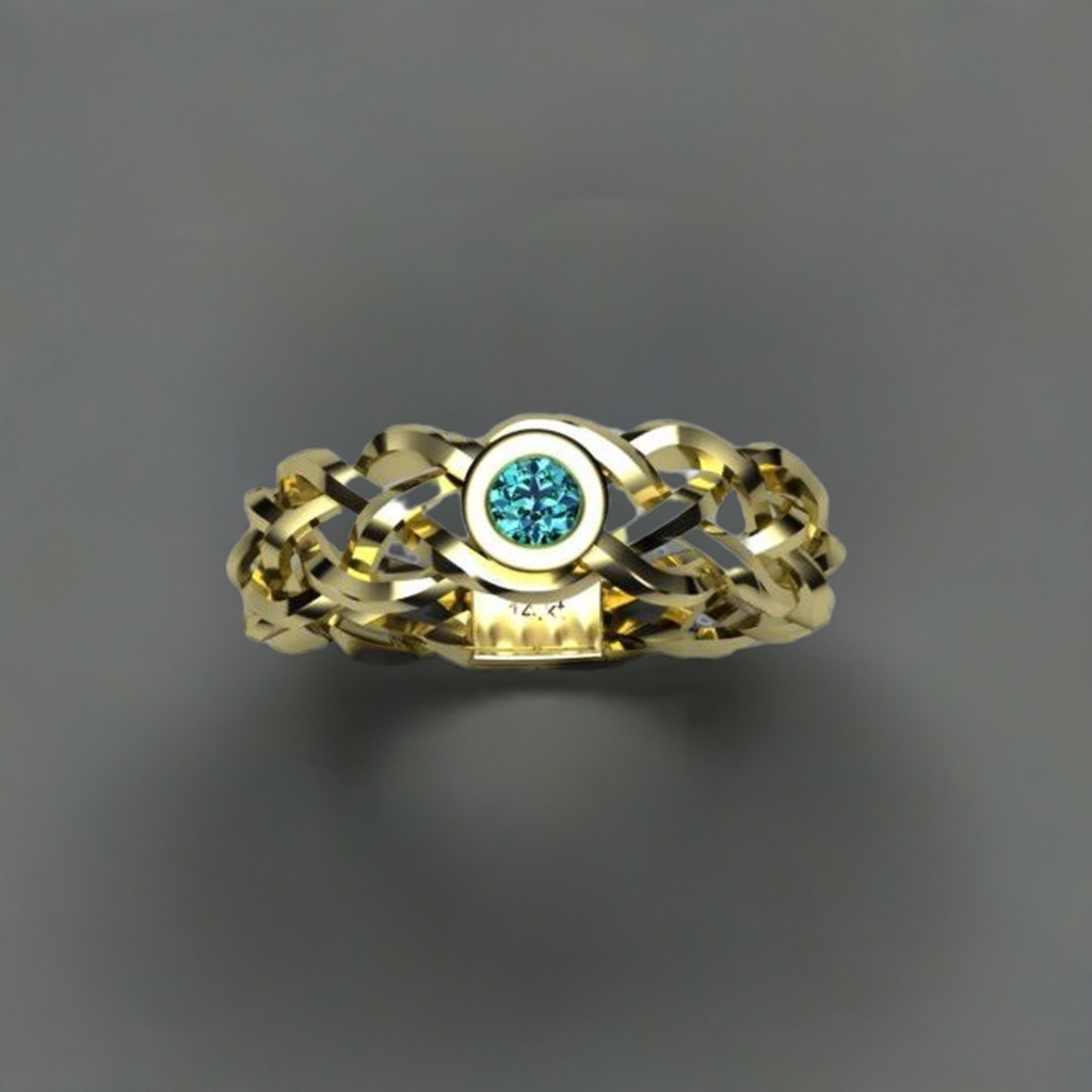 Custom Designed by Christopher Michael Mothers Ring With One Bezeled 3mm Birthstones - MothersFamilyRings.com