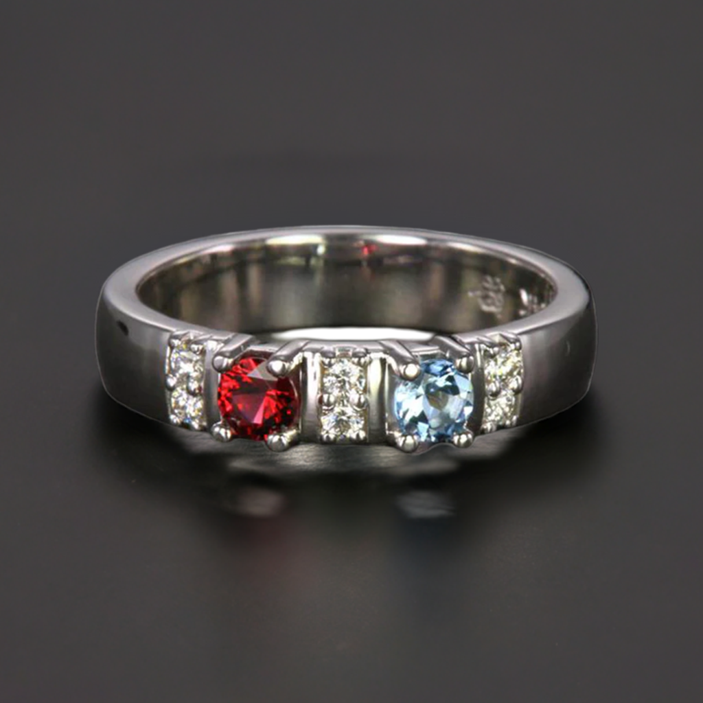 Our Most Popular Mothers ring with Two Larger 3.5 mm Gems by Christopher Michael - MothersFamilyRings.com