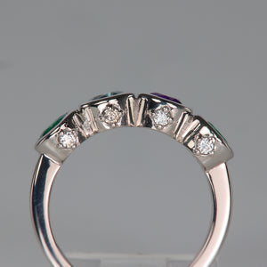 mothers ring with diamonds and four gemstones