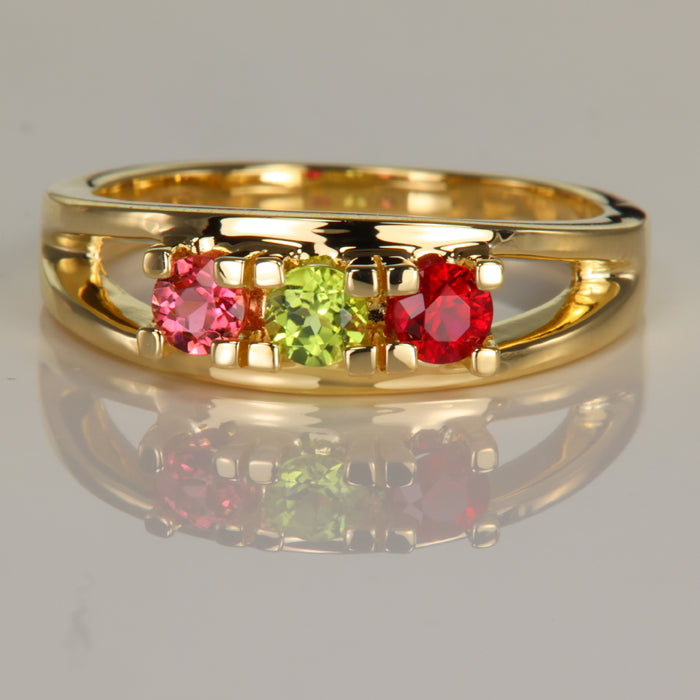 Three Birthstone Split Shank Mothers Ring* - MothersFamilyRings.com