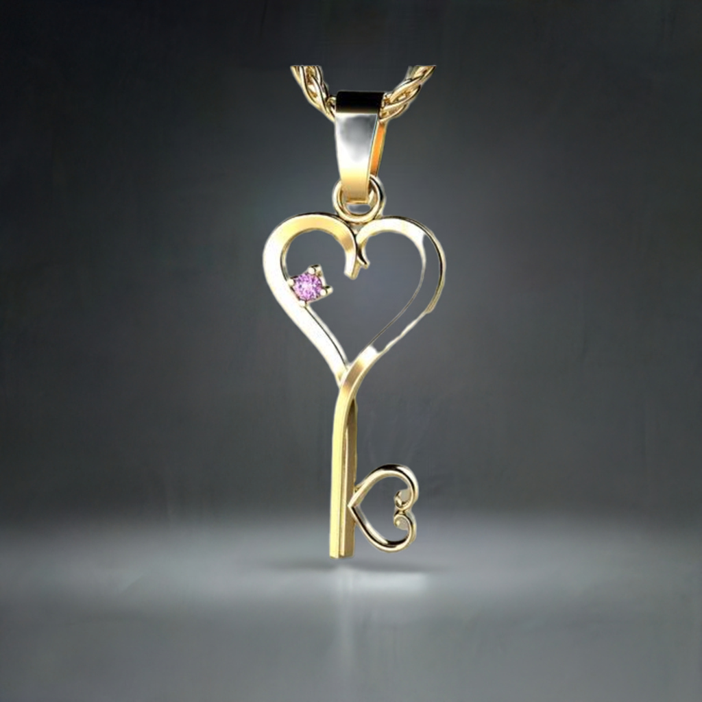 One Birthstone Key To Hearts Mothers Pendant Christopher Michael Design - MothersFamilyRings.com
