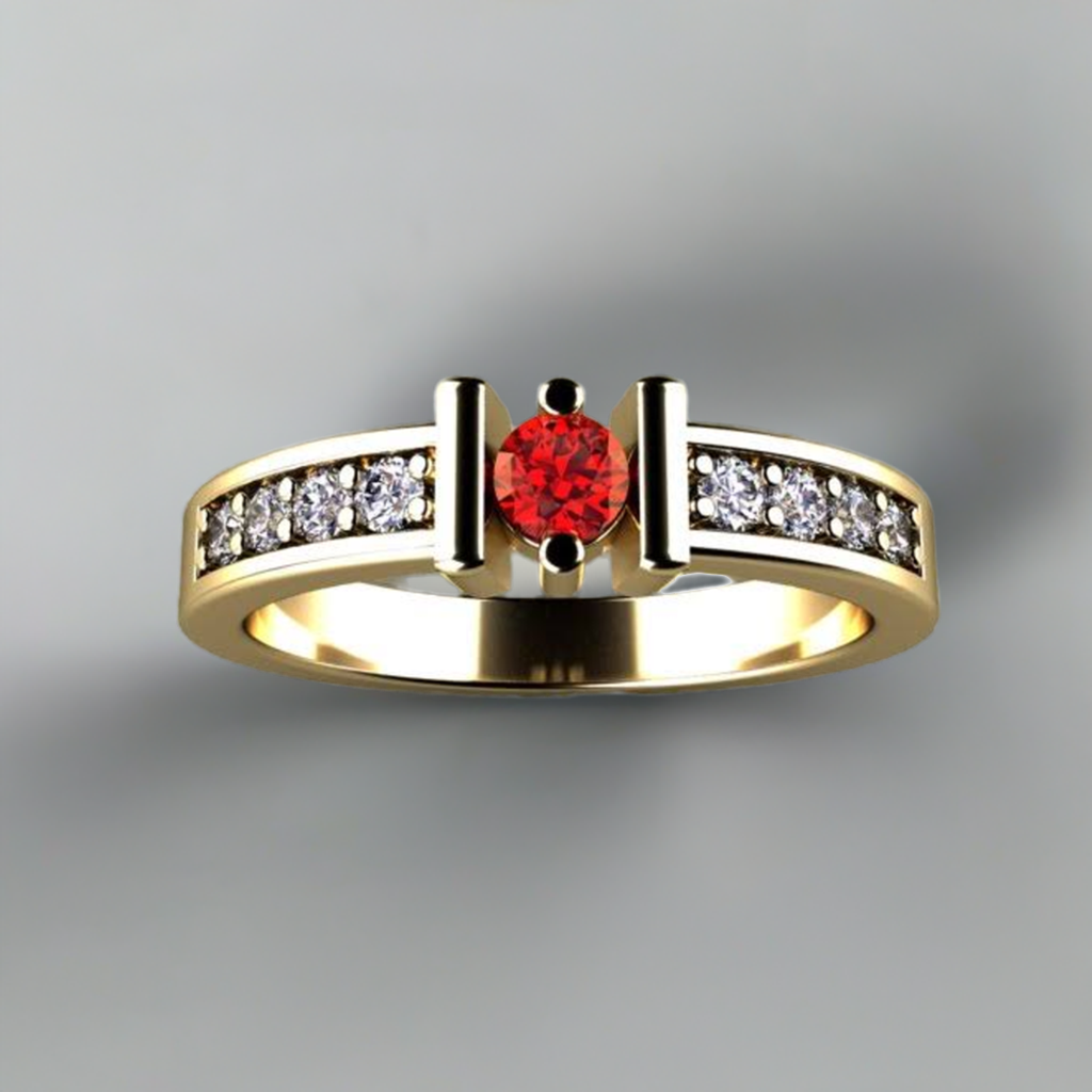Original Christopher Michael Designed One Birthstone Mothers Ring With Fine Cut Diamonds - MothersFamilyRings.com