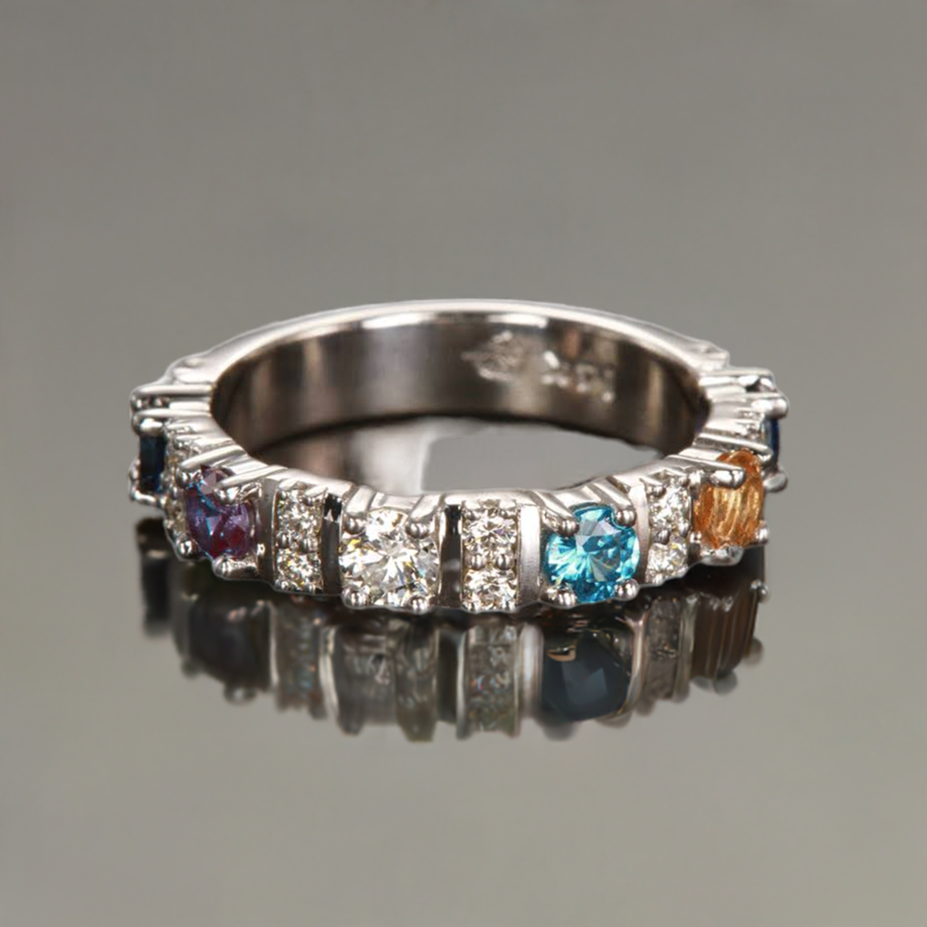 Our Most Popular Mothers ring with Six Larger 3.5 mm Gems by Christopher Michael - MothersFamilyRings.com