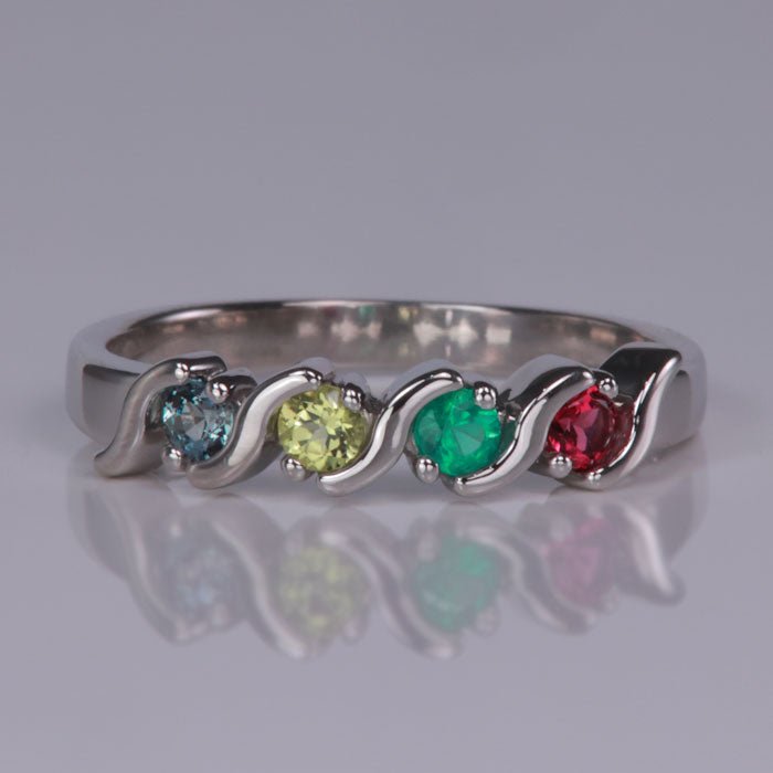 4 Stone S bar Mothers Ring - MothersFamilyRings.com