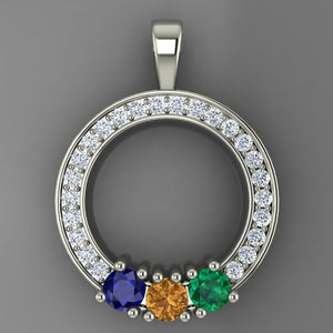 Circle of Love Pendant with 3 Birthstones