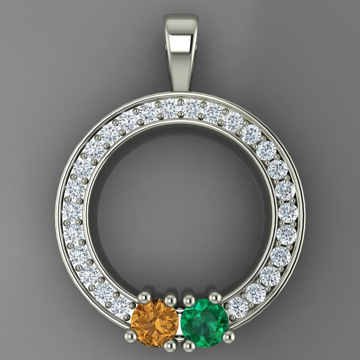 Circle of Love Pendant with 2 Birthstones