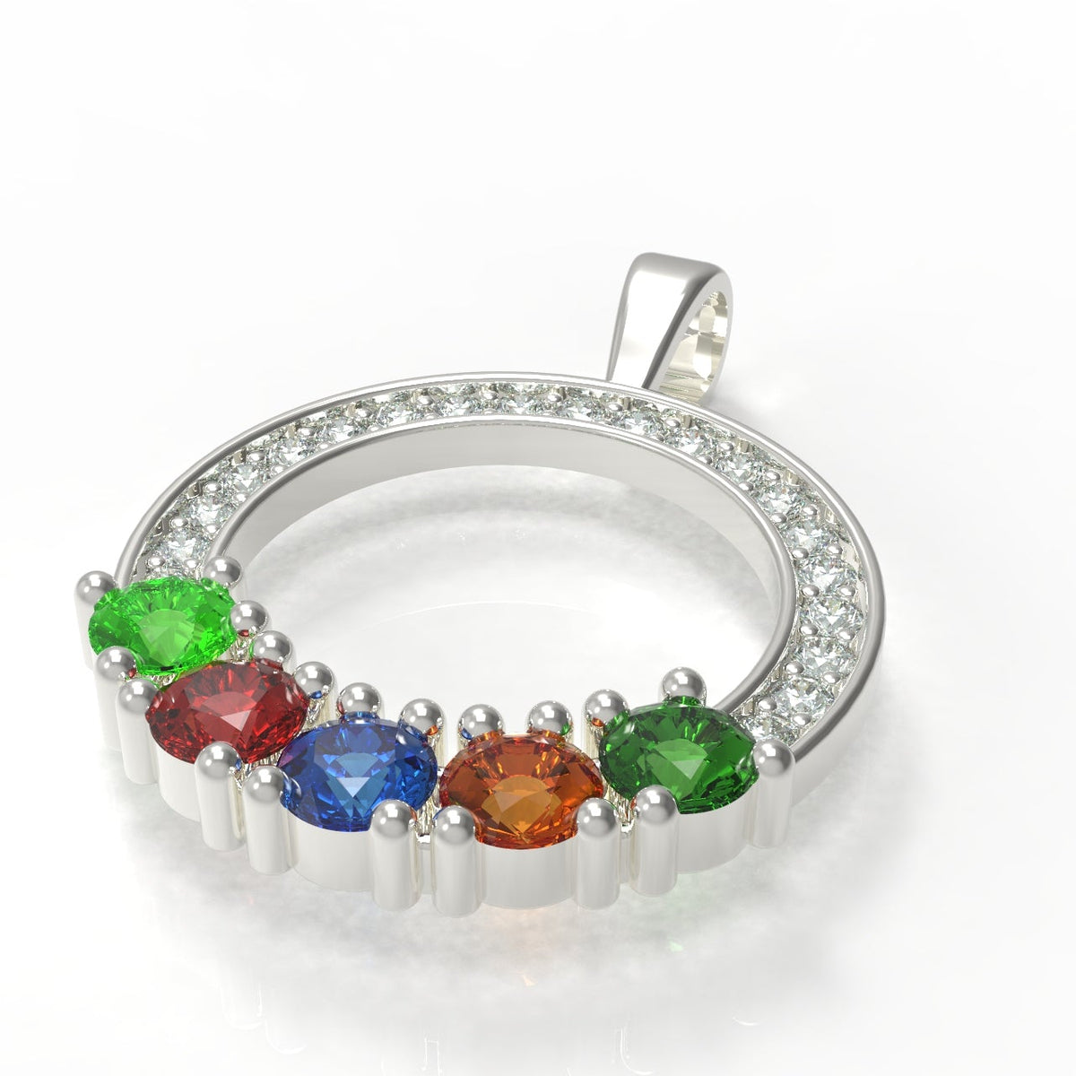 Circle of Love Pendant with 5 Birthstones