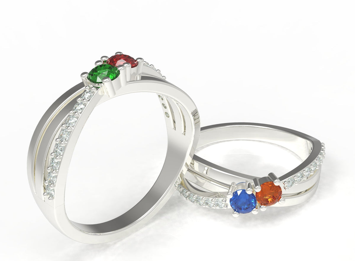 2 Birthstone Mother&#39;s Ring